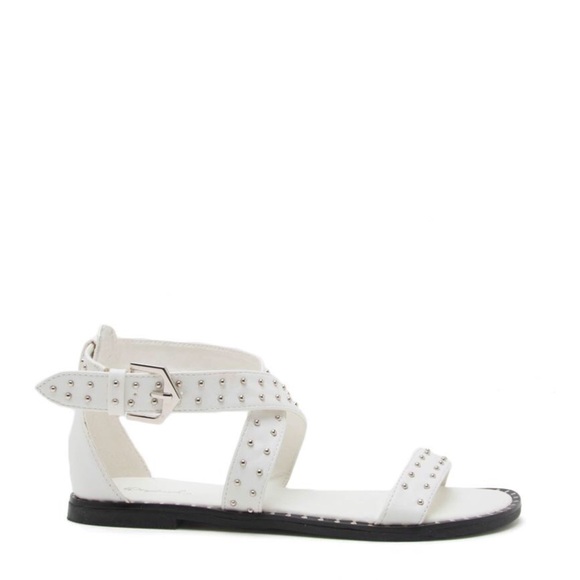 White Studded Gladiator Sandal by QUPID - Picture 3 of 6